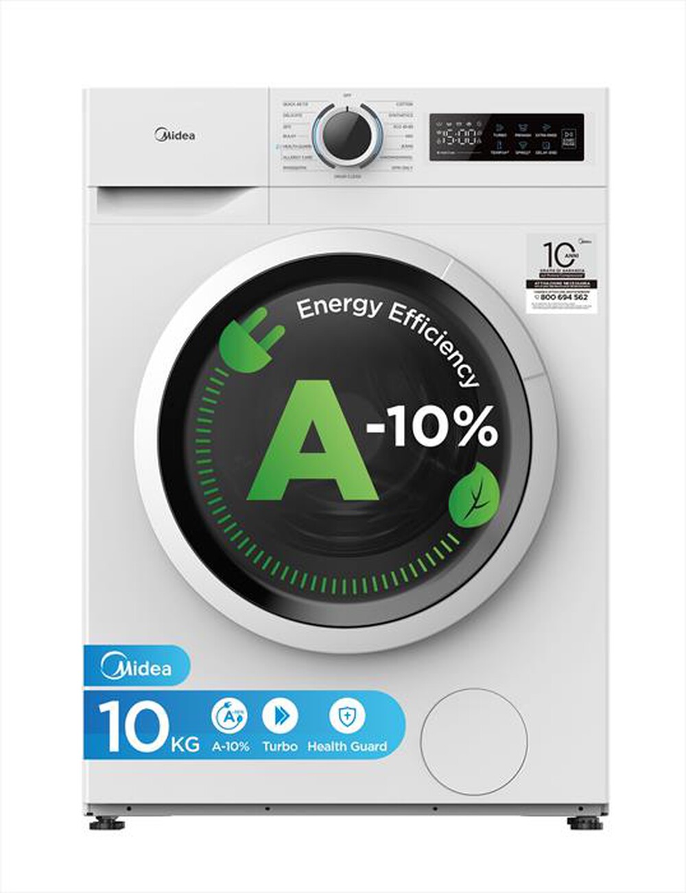 MIDEA - Lavatrice MF110W100BA10/W-IT 10Kg Classe A-Bianco - Progetto Unita MIDEA - Lavatrice MF110W100BA10/W-IT 10Kg Classe A-Bianco